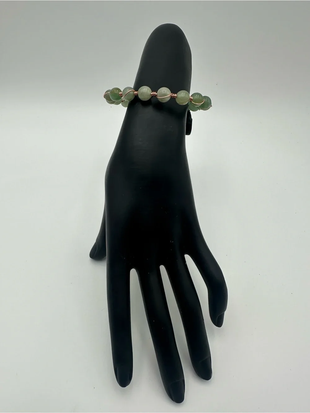 Handmade Green Aventurine Wire Wrapped Bracelet Rose Gold Copper Boho Jewelry